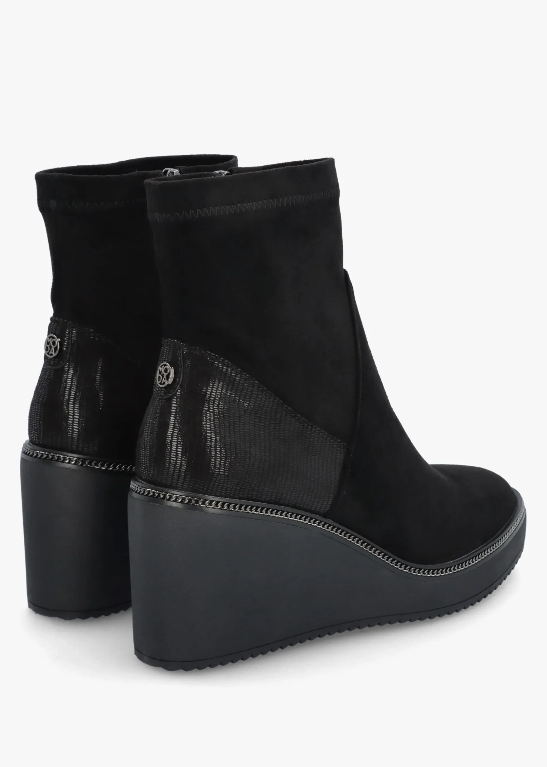 Kallie Black Suedette Wedge Ankle Boots