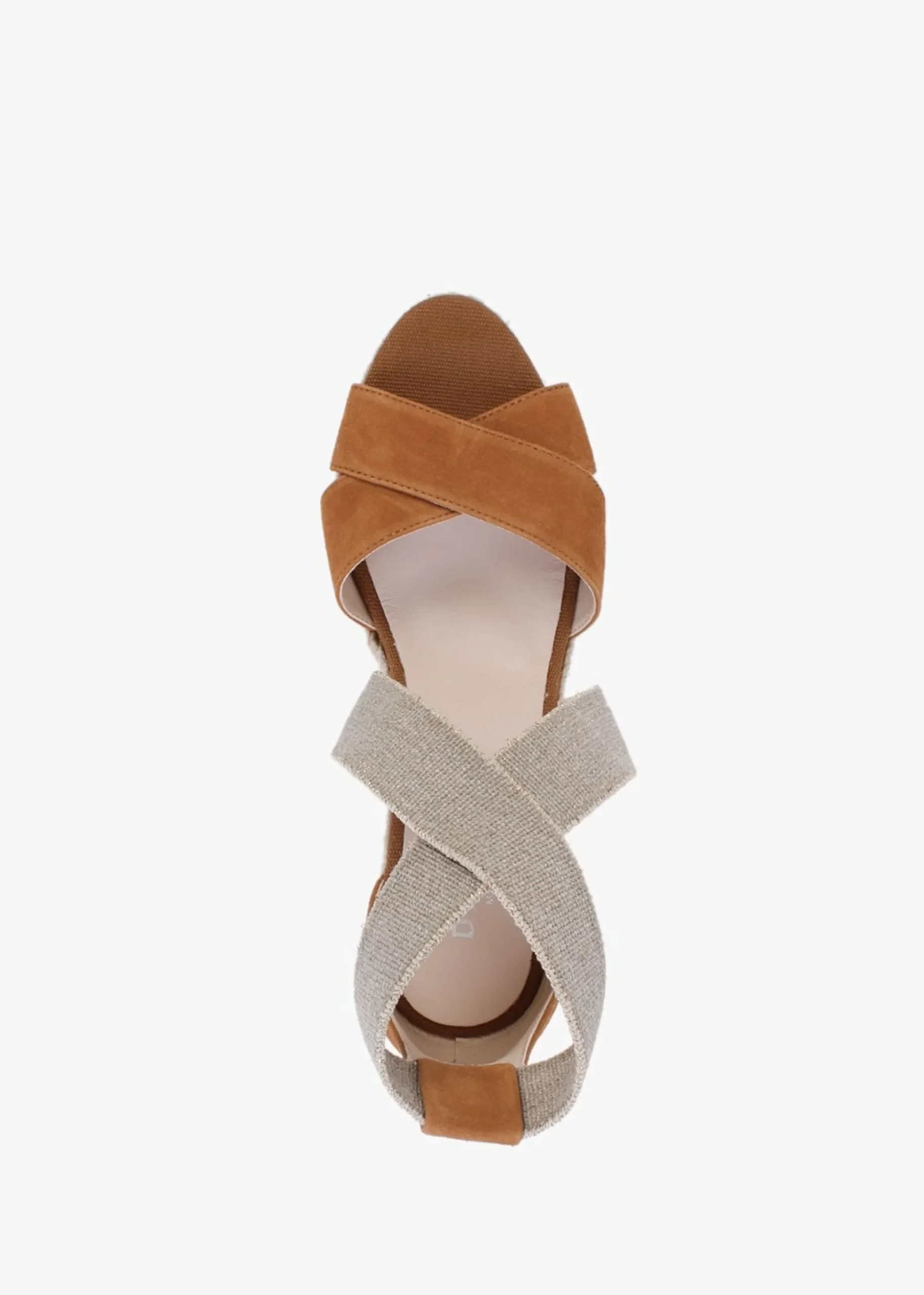 Kamp Tan Suede Elasticated Cross Strap Wedge Espadrilles