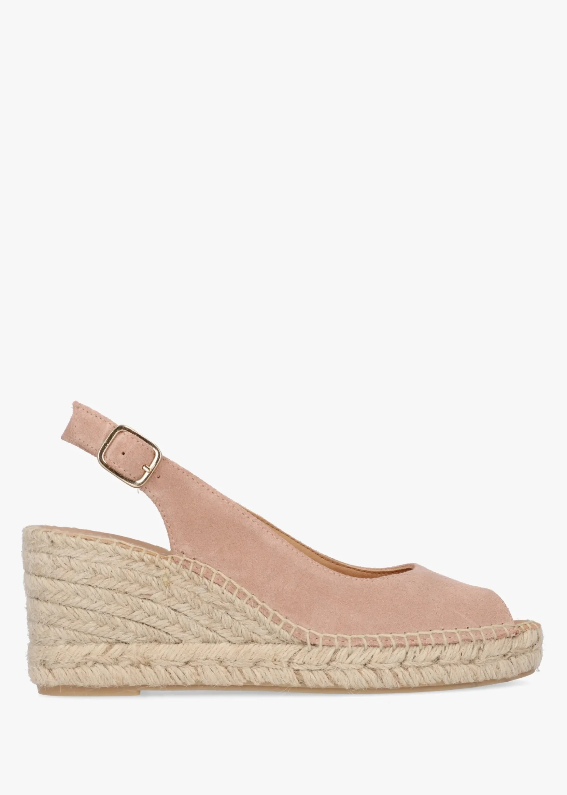 Kate Nude Suede Peep Toe Wedge Espadrilles