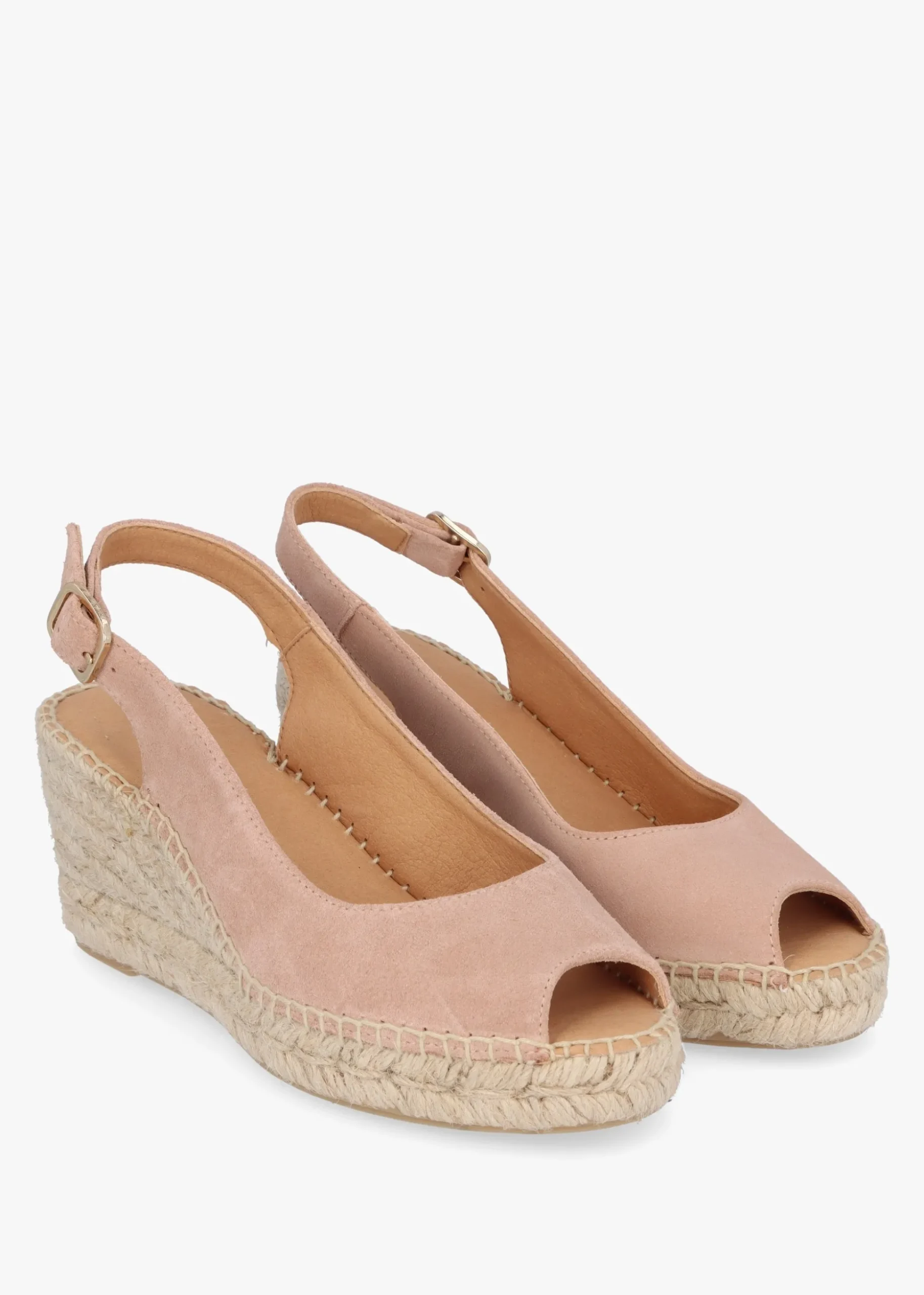 Kate Nude Suede Peep Toe Wedge Espadrilles