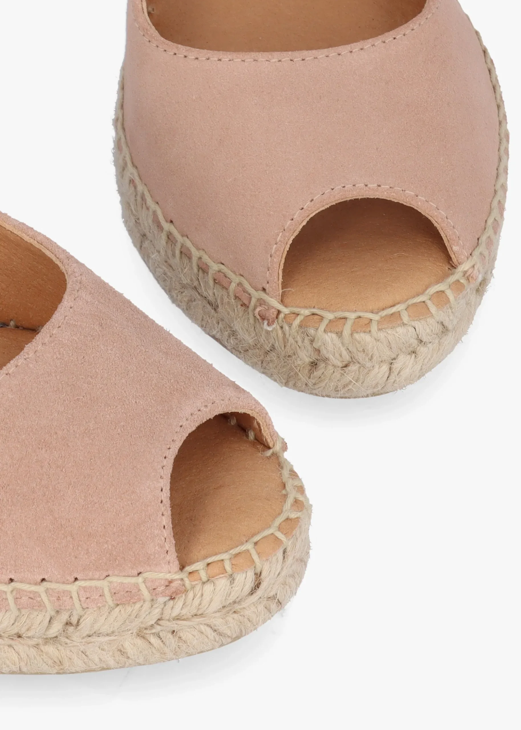Kate Nude Suede Peep Toe Wedge Espadrilles