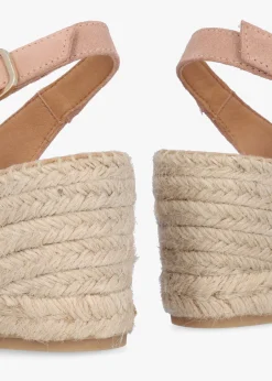 Kate Nude Suede Peep Toe Wedge Espadrilles