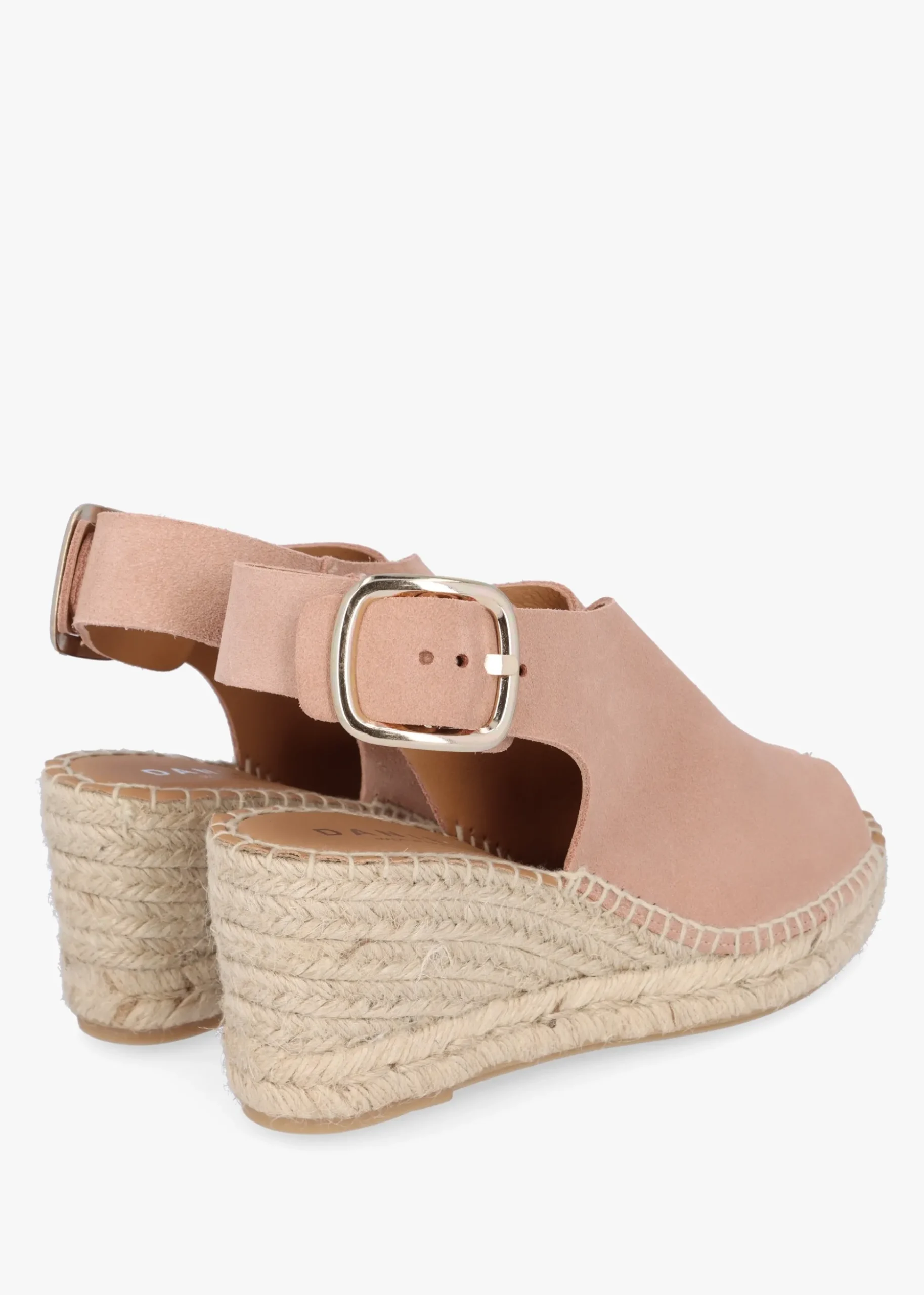 Kathie Nude Suede Peep Toe Sling Back Wedge Espadrilles