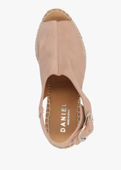Kathie Nude Suede Peep Toe Sling Back Wedge Espadrilles