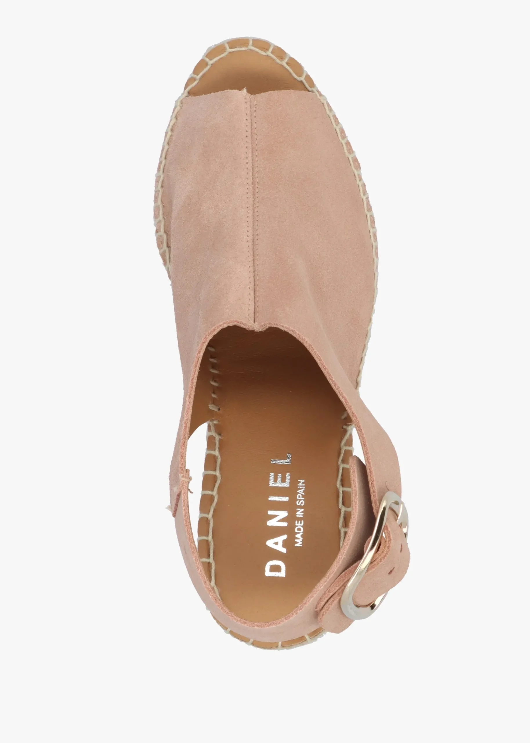 Kathie Nude Suede Peep Toe Sling Back Wedge Espadrilles