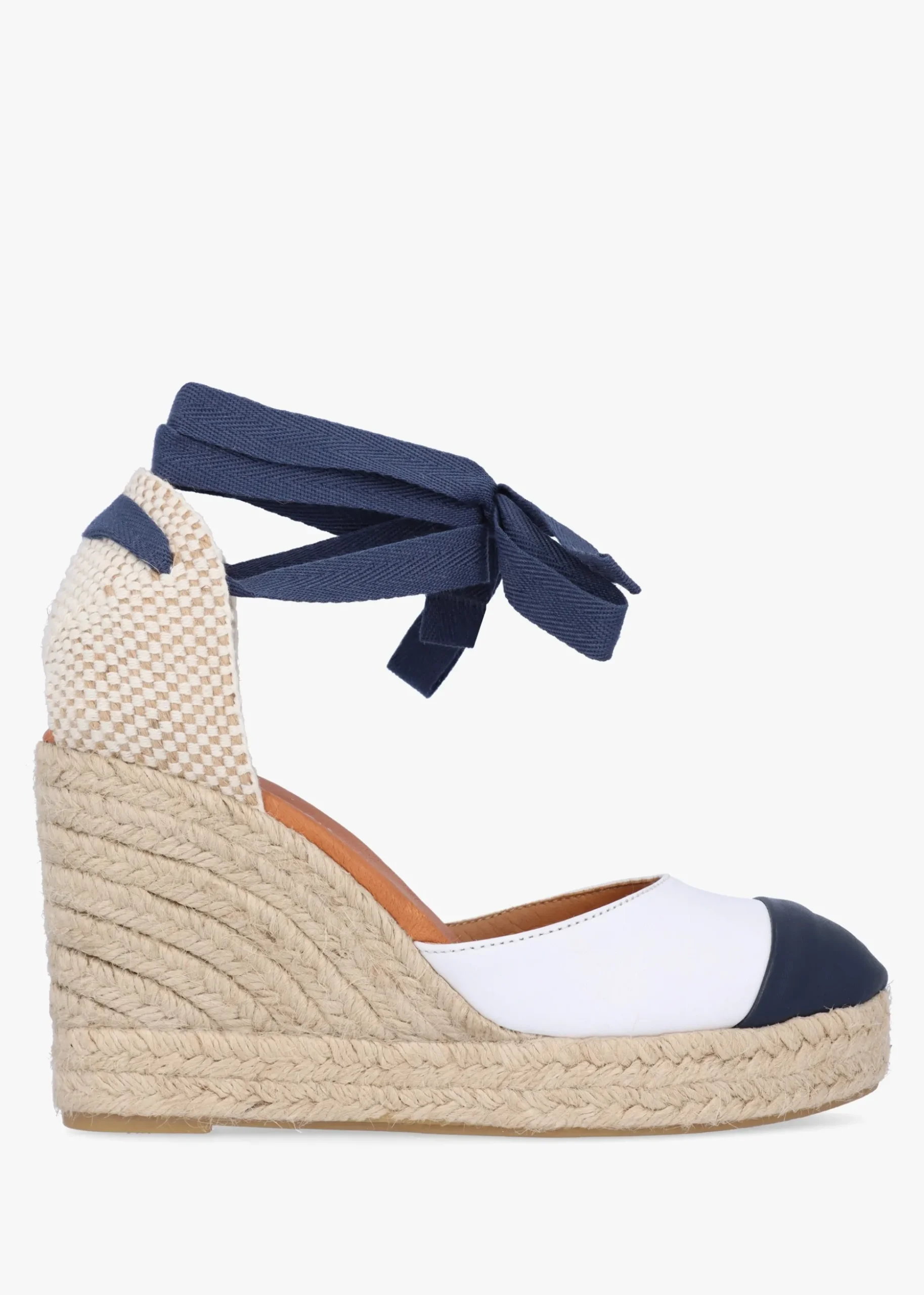 Kendall White Leather Toe Cap Wedge Espadrilles