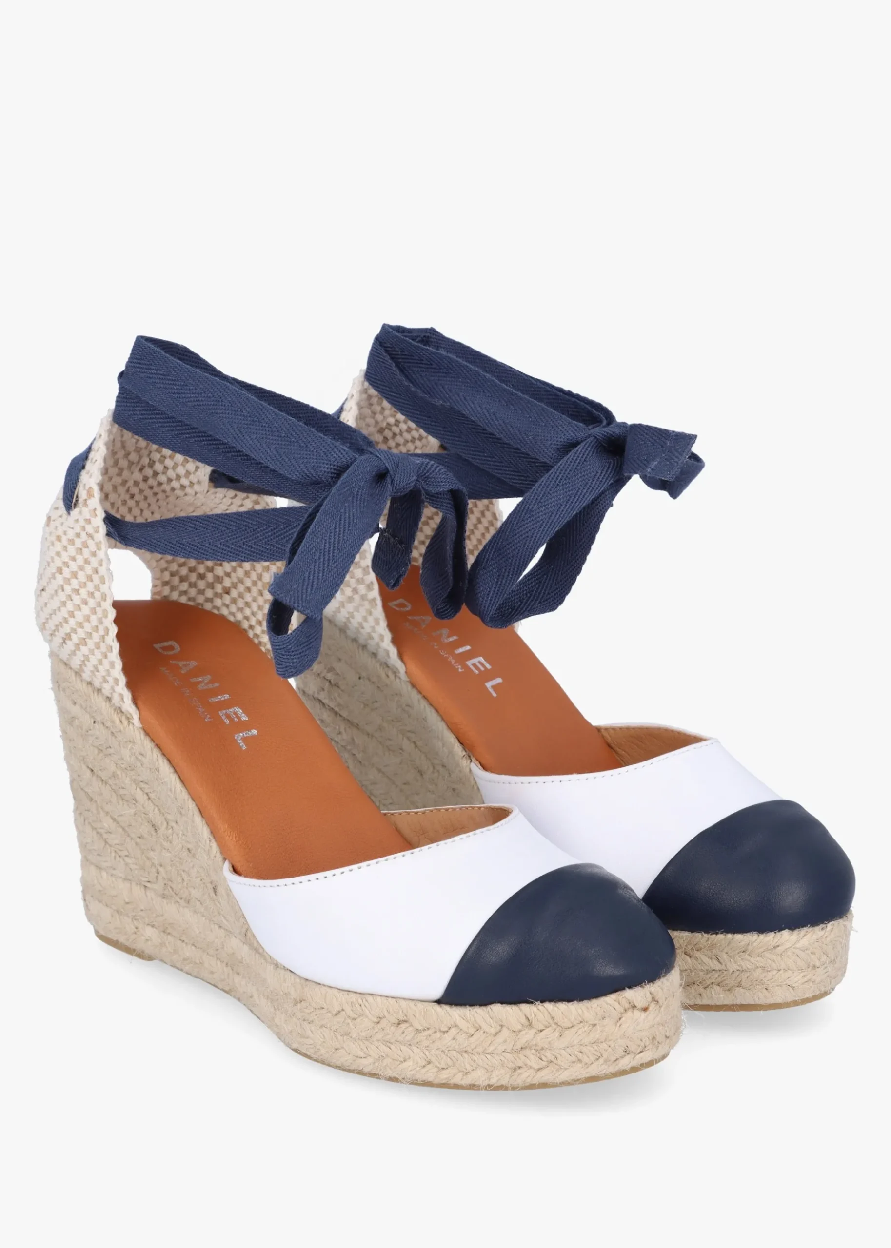 Kendall White Leather Toe Cap Wedge Espadrilles