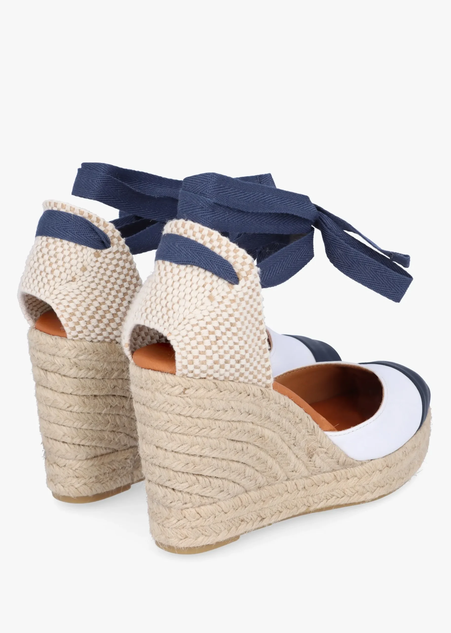 Kendall White Leather Toe Cap Wedge Espadrilles