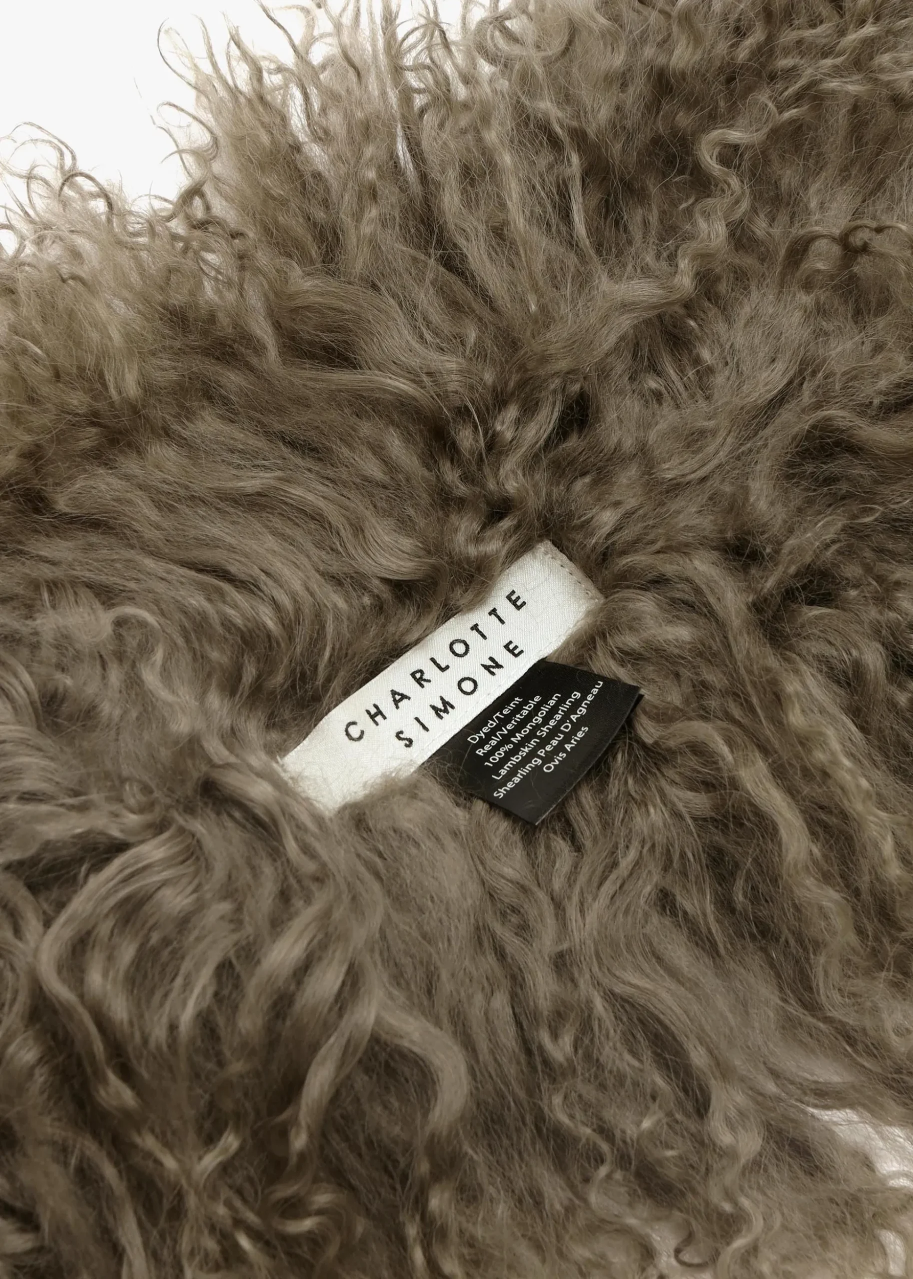 Khaki Ombre Shaggy Mongolian Lambswool Scarf