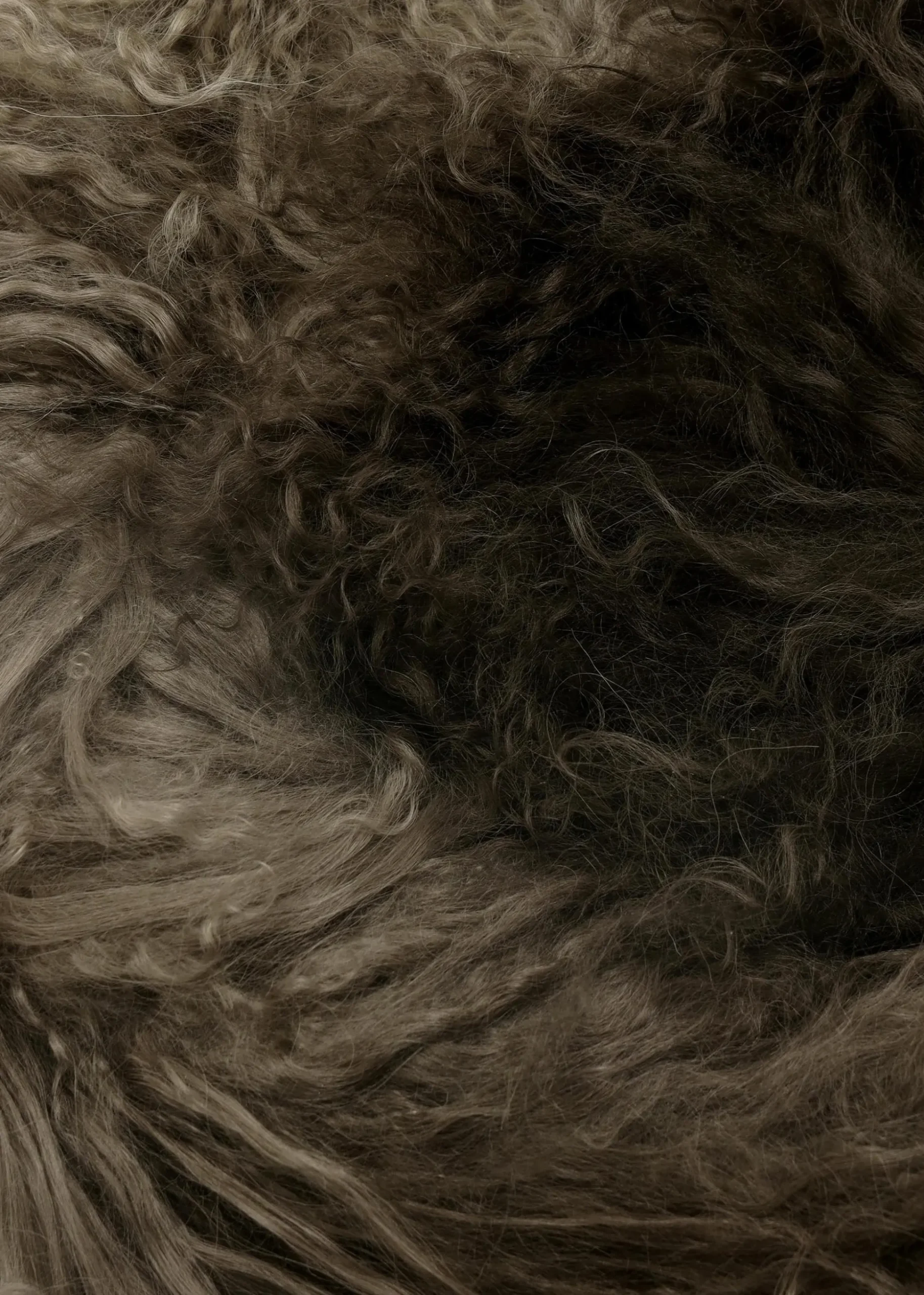 Khaki Ombre Shaggy Mongolian Lambswool Scarf