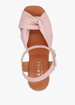 Kimberly Pink Leather Knotted Wedge Espadrille Sandals