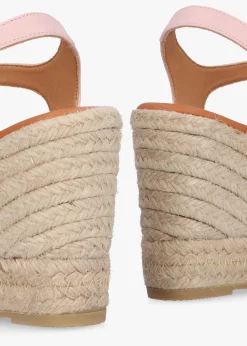 Kimberly Pink Leather Knotted Wedge Espadrille Sandals