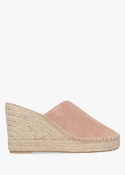 Kris Nude Suede Wedge Espadrille Mules