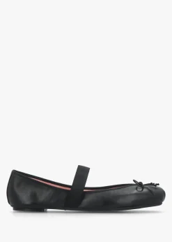 Kristen Black Leather Ballet Pumps