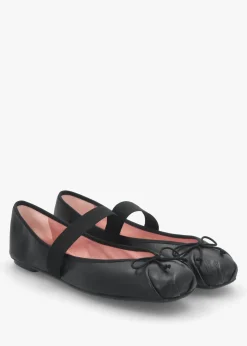 Kristen Black Leather Ballet Pumps