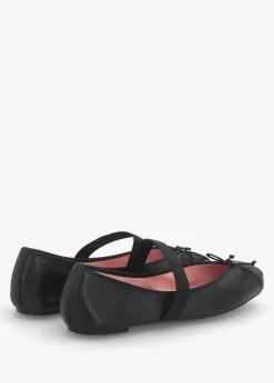 Kristen Black Leather Ballet Pumps