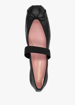 Kristen Black Leather Ballet Pumps