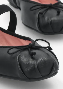 Kristen Black Leather Ballet Pumps