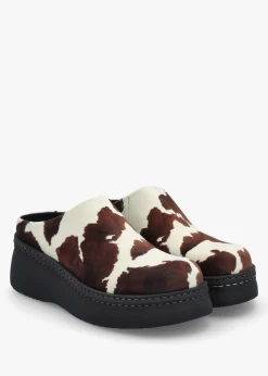 Kristi Cow Print Closed Toe Mules