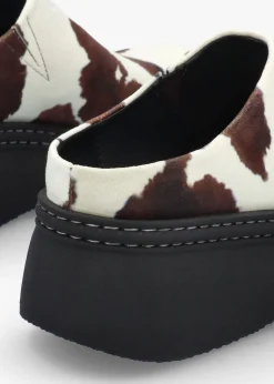 Kristi Cow Print Closed Toe Mules