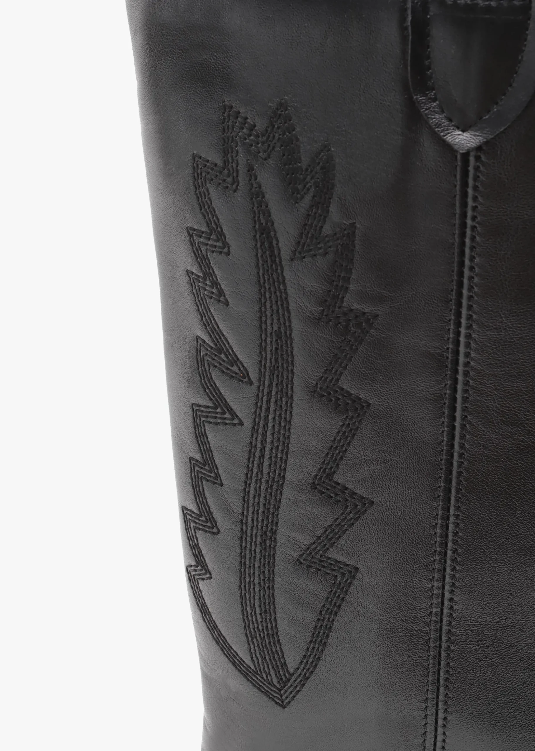 Kubra Black Leather Mid Height Cowboy Boots