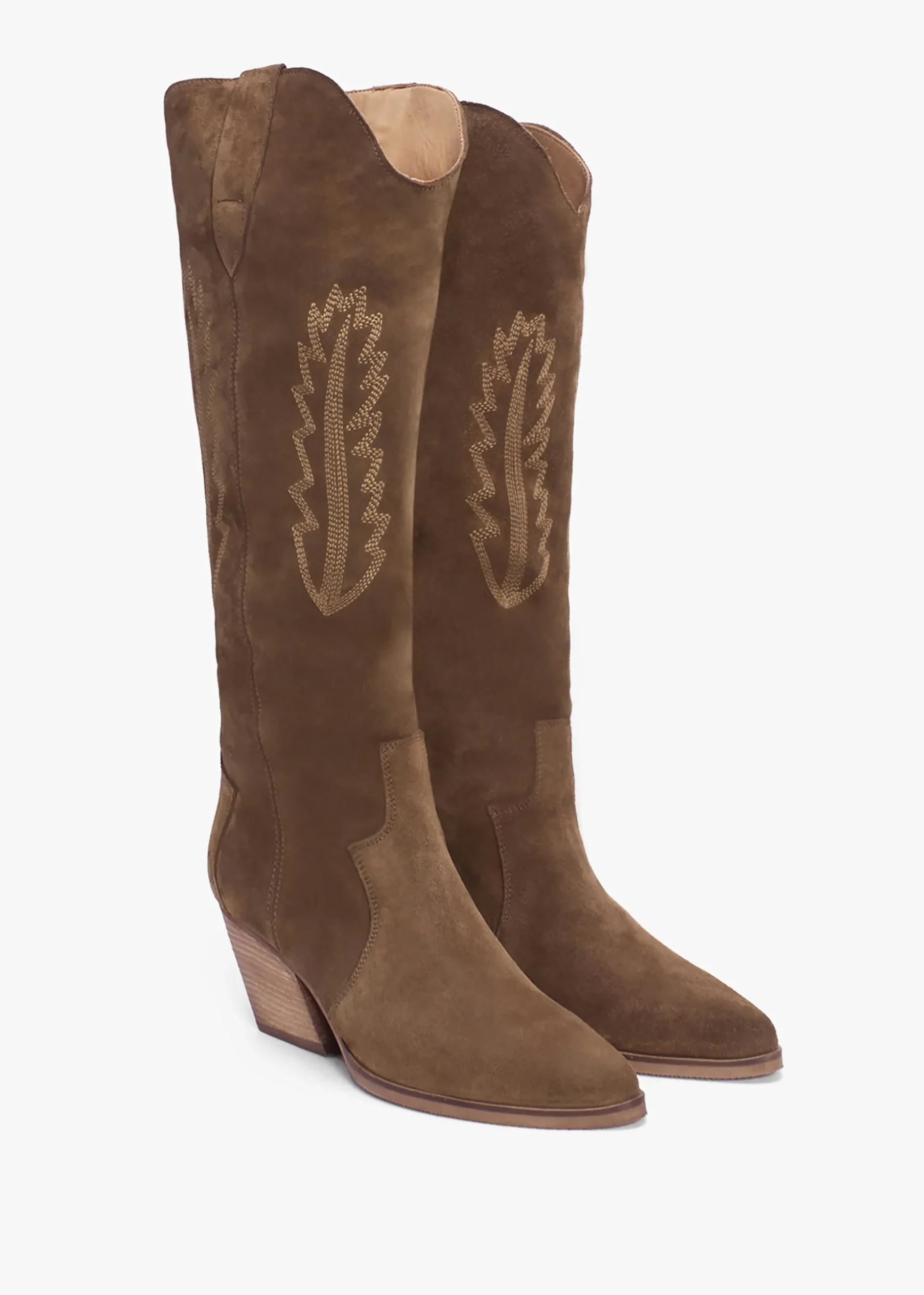 Kubra Tan Suede Mid Height Cowboy Boots