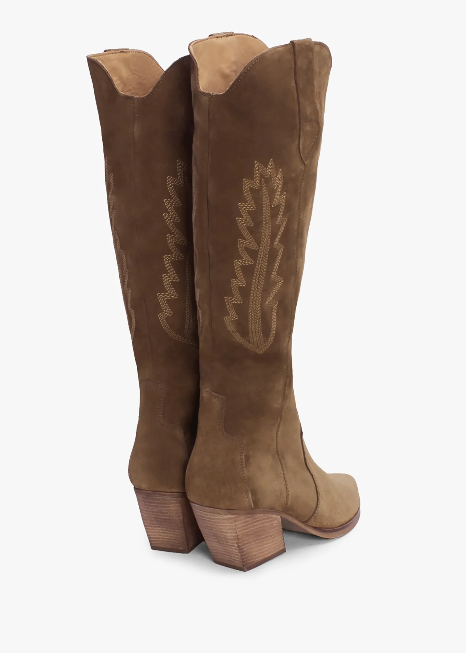 Kubra Tan Suede Mid Height Cowboy Boots