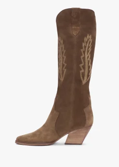 Kubra Tan Suede Mid Height Cowboy Boots