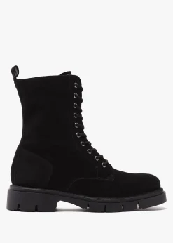 Lacie Black Suede Lace Up Ankle Boots