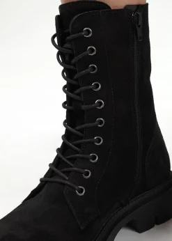 Lacie Black Suede Lace Up Ankle Boots