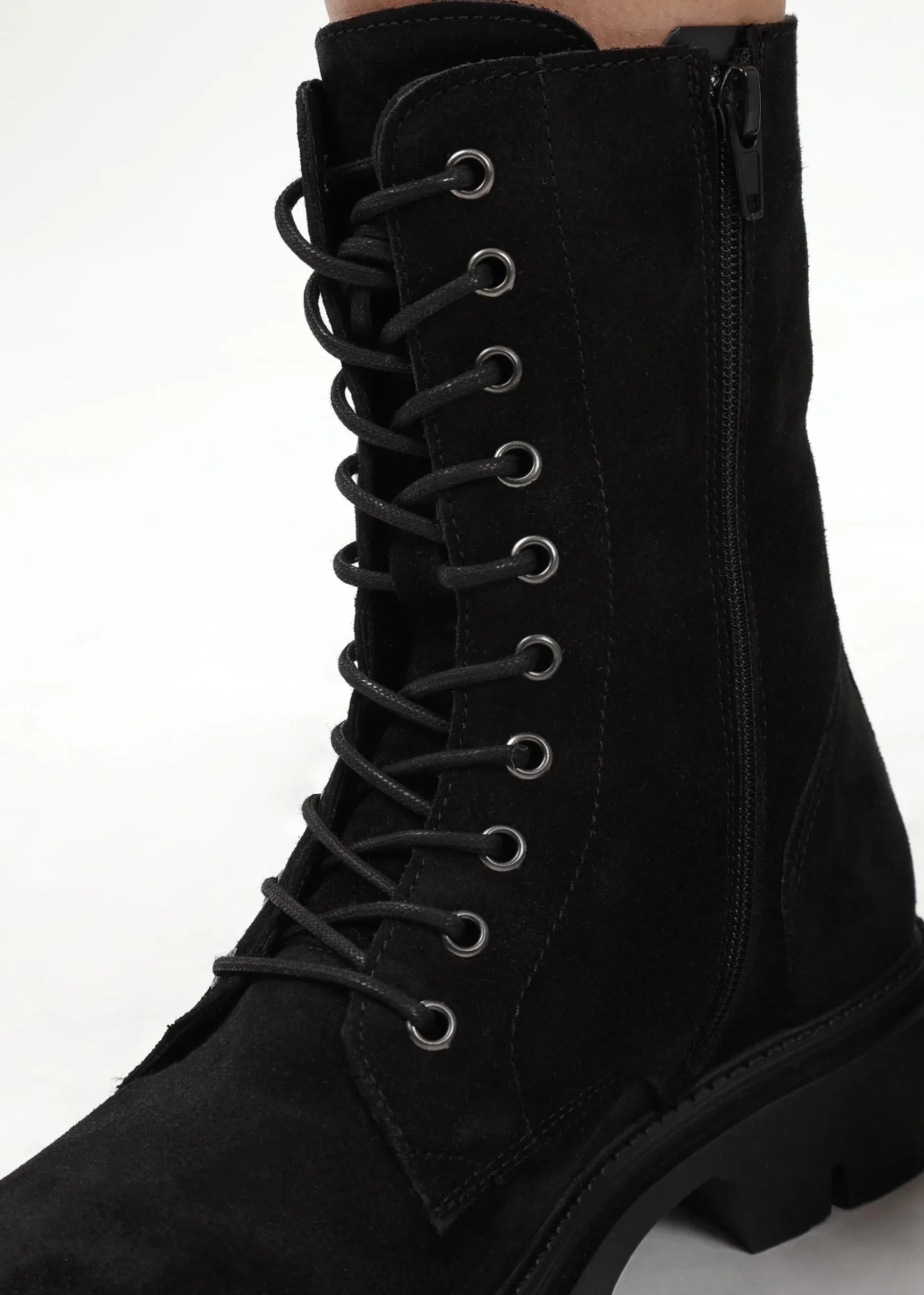 Lacie Black Suede Lace Up Ankle Boots