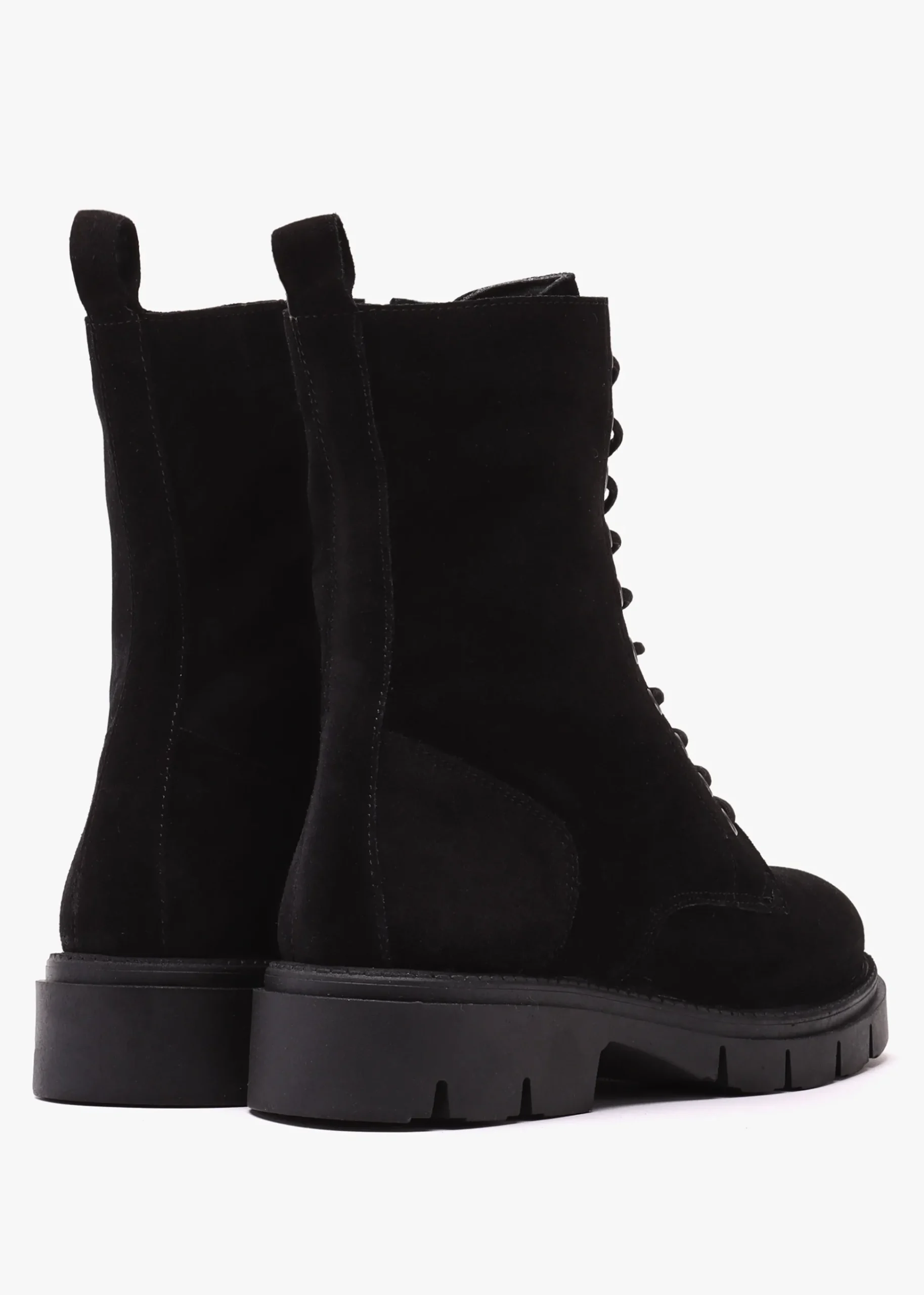 Lacie Black Suede Lace Up Ankle Boots
