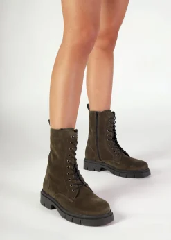 Lacie Khaki Suede Lace Up Ankle Boots