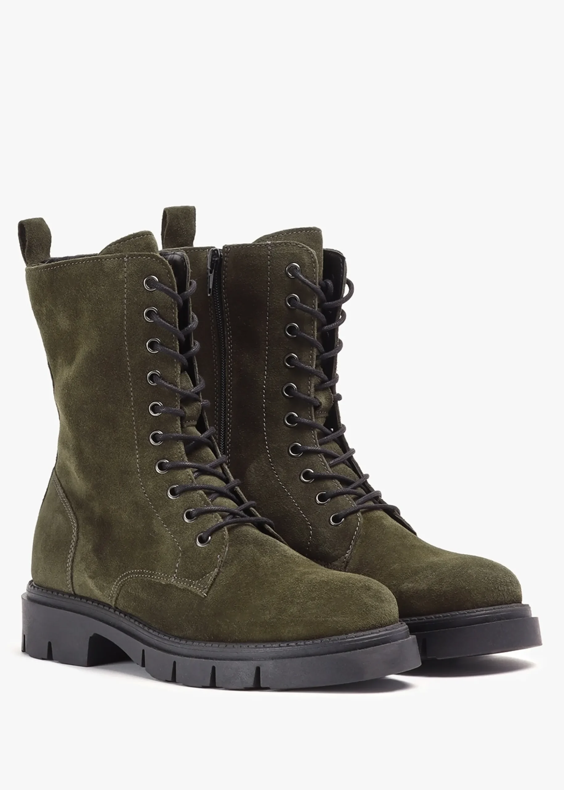 Lacie Khaki Suede Lace Up Ankle Boots