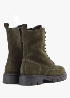 Lacie Khaki Suede Lace Up Ankle Boots