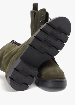 Lacie Khaki Suede Lace Up Ankle Boots