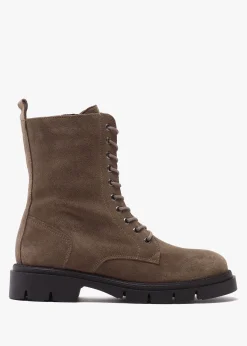 Lacie Taupe Suede Lace Up Ankle Boots