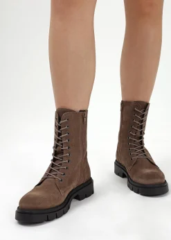 Lacie Taupe Suede Lace Up Ankle Boots