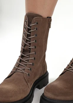 Lacie Taupe Suede Lace Up Ankle Boots