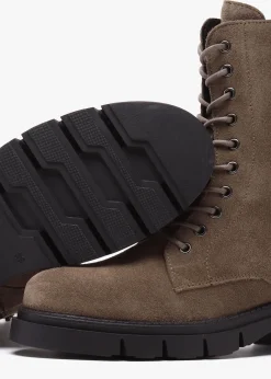 Lacie Taupe Suede Lace Up Ankle Boots