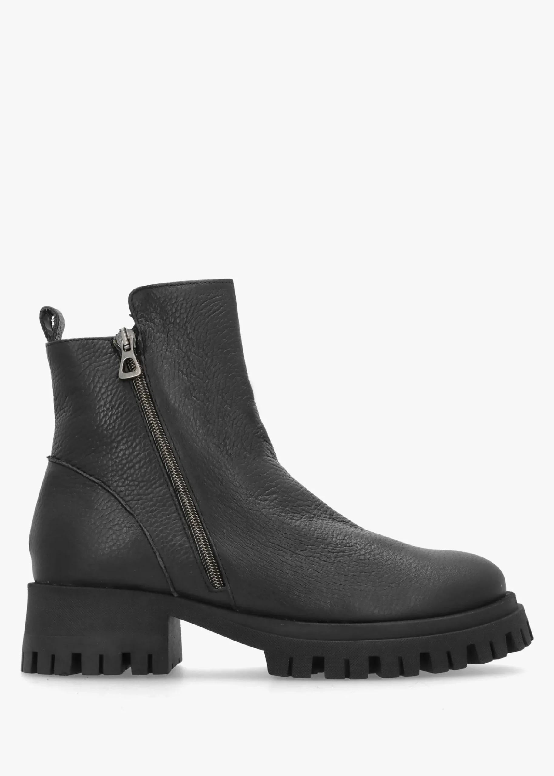 Lagos Black Leather Chunky Low Block Heel Ankle Boots