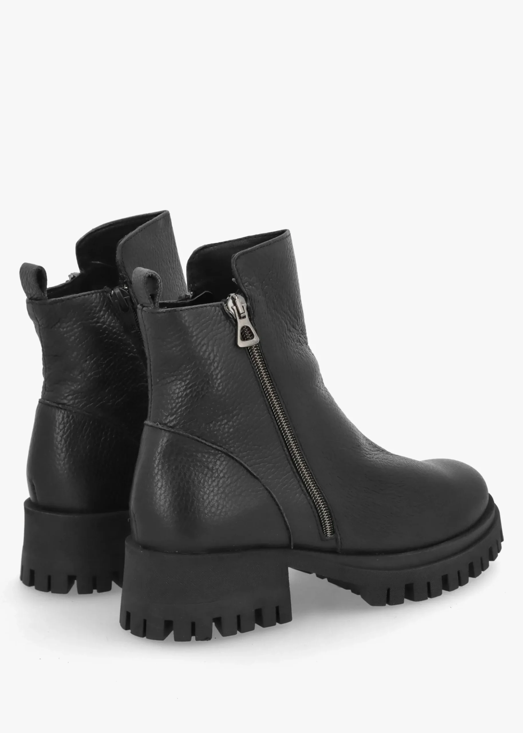 Lagos Black Leather Chunky Low Block Heel Ankle Boots