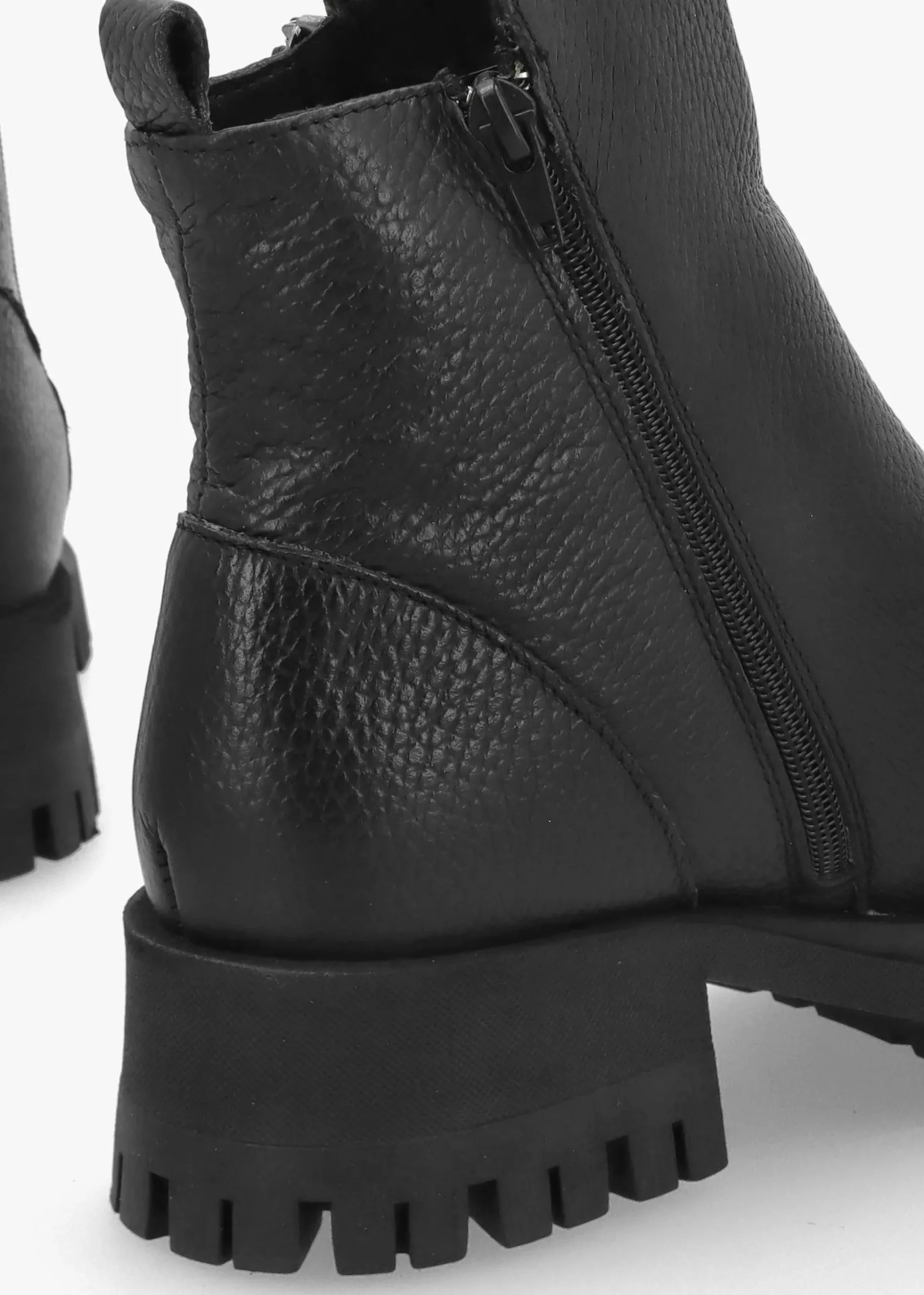 Lagos Black Leather Chunky Low Block Heel Ankle Boots