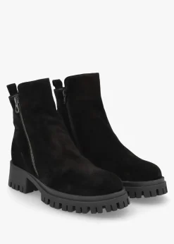 Lagos Black Suede Chunky Low Block Heel Ankle Boots