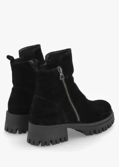 Lagos Black Suede Chunky Low Block Heel Ankle Boots