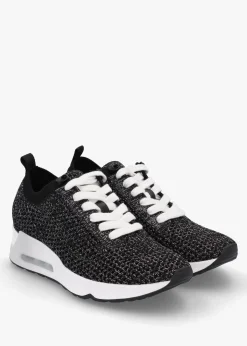 Laika Knitted Lurex Black Silver Trainers