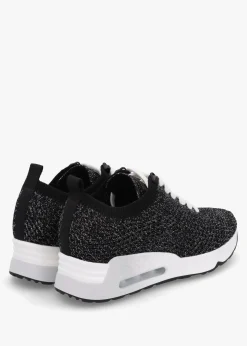 Laika Knitted Lurex Black Silver Trainers