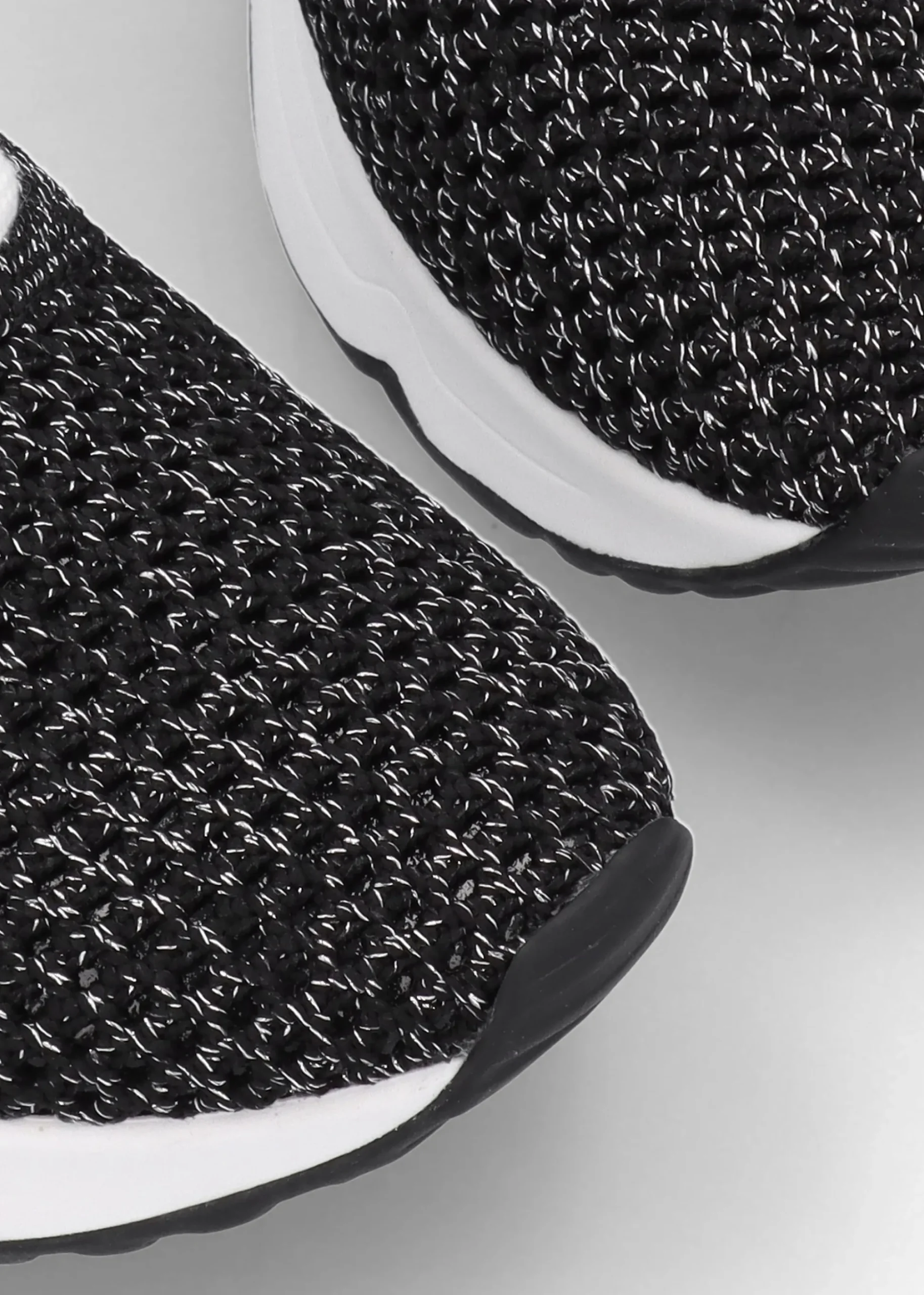 Laika Knitted Lurex Black Silver Trainers