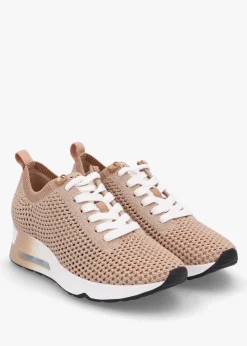 Laika Knitted Lurex Sand Gold Trainers