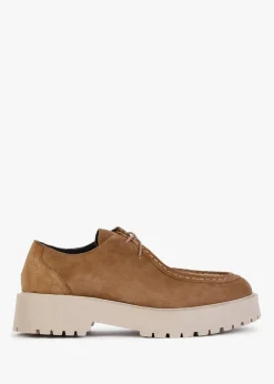 Lally Tan Suede Lace Up Wallabee Shoes